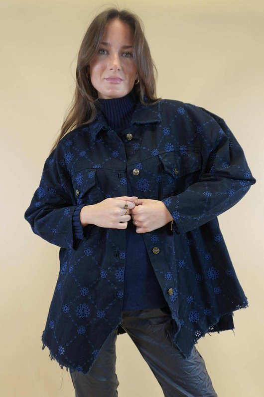 Bloom Broderie Anglais Denim Jacket Navy /49=